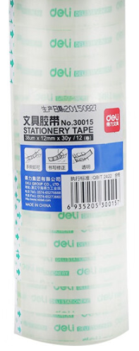 得力（deli）30015文具胶带12mm*30y*38um(12卷/筒)