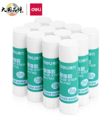 得力(deli)21g高粘度PVA固体胶水/胶棒 快干耐用便携 学习生活手工DIY 12支/盒 办公用品 7102